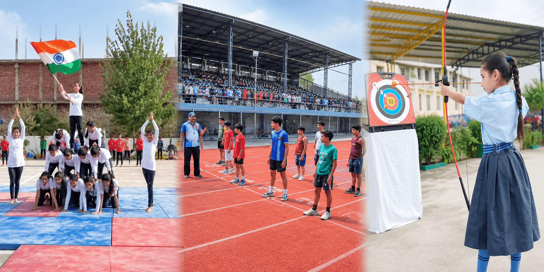 Students participating in athletics events at International Public School